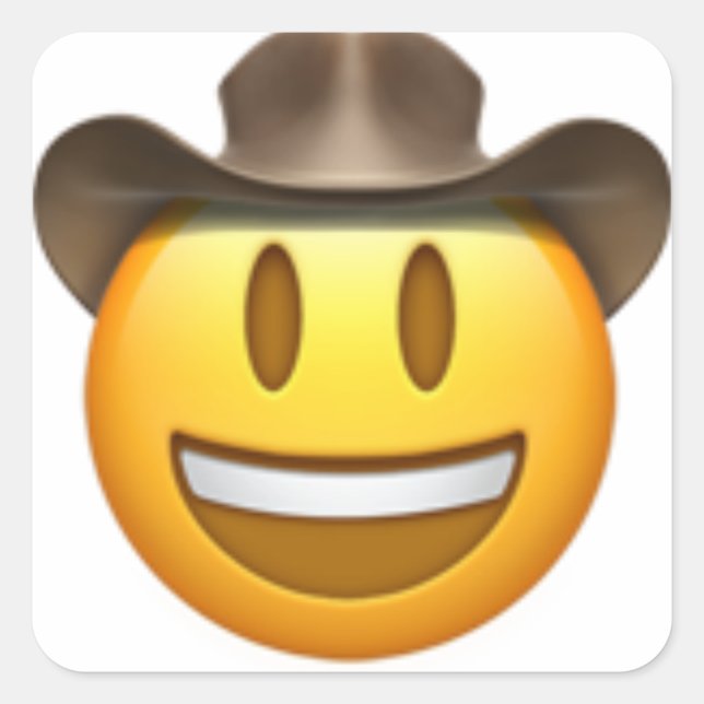 Adesivo Quadrado Rosto de Cowboy emoji (Frente)