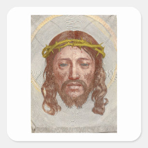 Adesivo Quadrado Rosto de Cristo de Claude Mellan, gravura de 1649