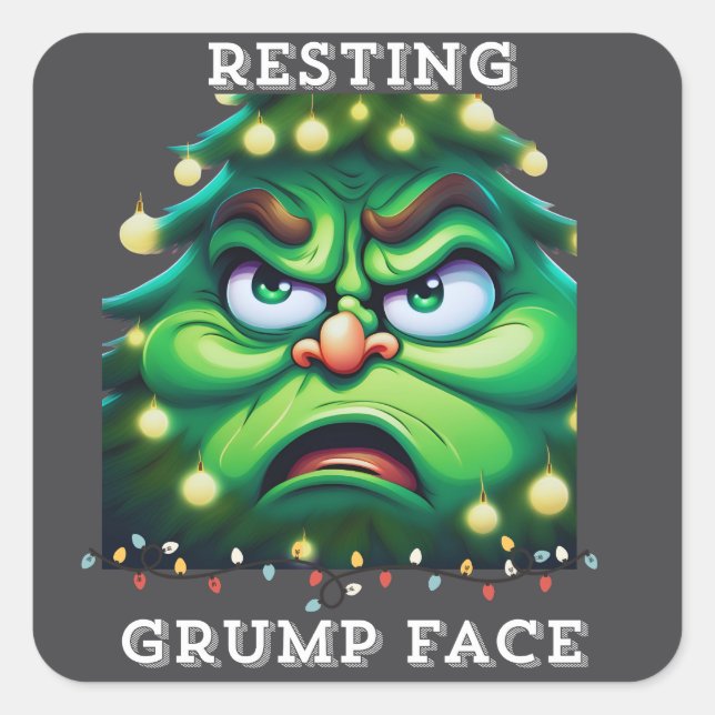 Adesivo Quadrado Rosto de Grumos em Descanso (Frente)