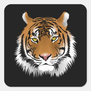 Adesivo Quadrado Rosto de Tigre