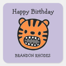 Rosto de tigre marrom fofo roxo