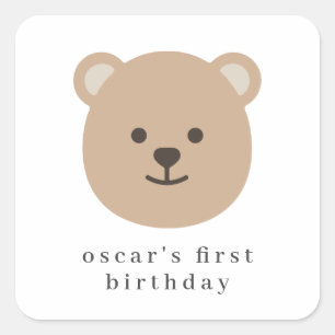 Adesivo Quadrado Rosto de Urso de Teddy - Napkin de Papel