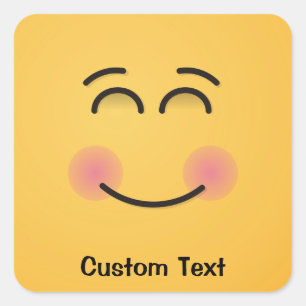 Adesivo Quadrado Rosto sorridente com Vinheta Quadrada de Olhos Sor