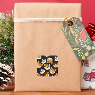 Adesivo Quadrado Rostos de Gato