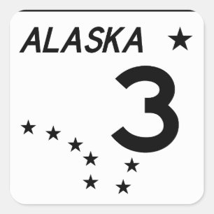 Adesivo Quadrado Rota 3 do estado de Alaska
