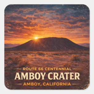Adesivo Quadrado Rota 66 Centenário Pôr do Sol Cratera Amboy Viagem