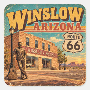 Adesivo Quadrado Rota 66 Winslow Arizona Antiga Rua Principal