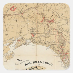 Adesivo Quadrado Rotas da exibição do mapa de San Francisco a