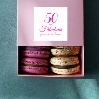 Adesivo Quadrado Roteiro de 50 anos e Fabuloso Aniversário de 50 an