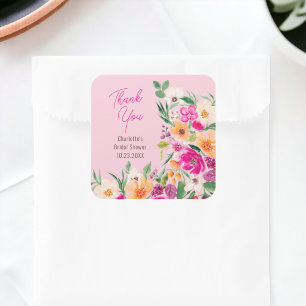 Adesivo Quadrado Roteiro de flores silvestres brilhantes e ousadas 