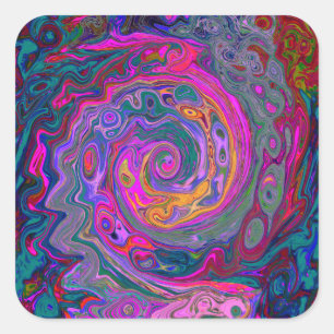 Adesivo Quadrado Roteiro Magenta Retroativo, Verde e Abstrato Laran