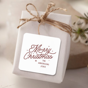 Adesivo Quadrado Roteiro Moderno de Natal com Estilo Retro   Cereja