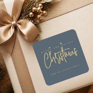 Adesivo Quadrado Roteiro simples de Natal Alegre e Brilhante Modern
