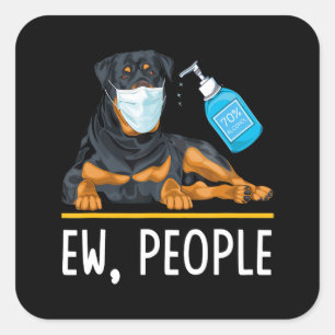 Adesivo Quadrado Rottweiler Cão Rosto Máscara Mão Sanitizer Engr
