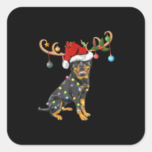 Adesivo Quadrado Rottweiler Gift Santas Reindeer Rottweiler