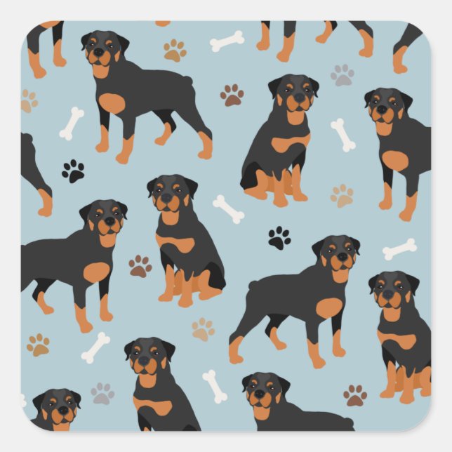 Adesivo Quadrado Rottweiler Ossos e Patas Cães (Frente)