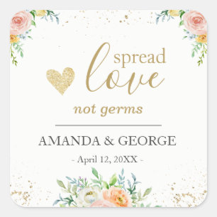 Adesivo Quadrado Rotulagem floral e dourada da Mão Sanitizer