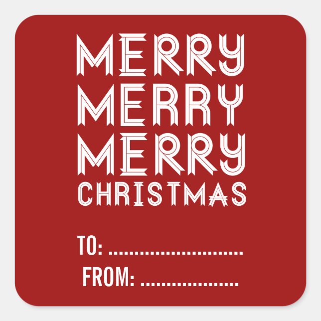 ADESIVO QUADRADO ROTULAGENS DE FERIADO DE NATAL VERMELHO (Frente)