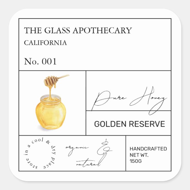 Adesivo Quadrado Rótulo Apothecary (Frente)