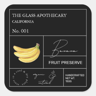 Adesivo Quadrado Rótulo Apothecary Banana