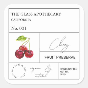 Adesivo Quadrado Rótulo Apothecary Cherry