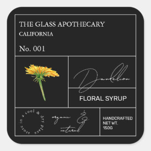 Adesivo Quadrado Rótulo Apothecary Dandelion