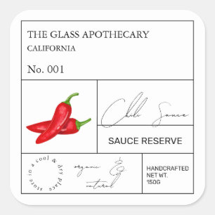 Adesivo Quadrado Rótulo Apothecary Hot Chili