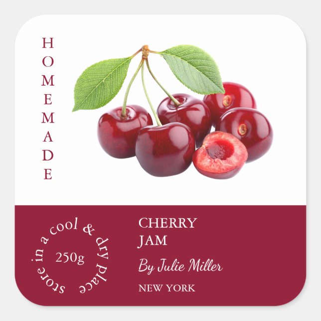 Adesivo Quadrado Rótulo Cherry Small Business (Frente)