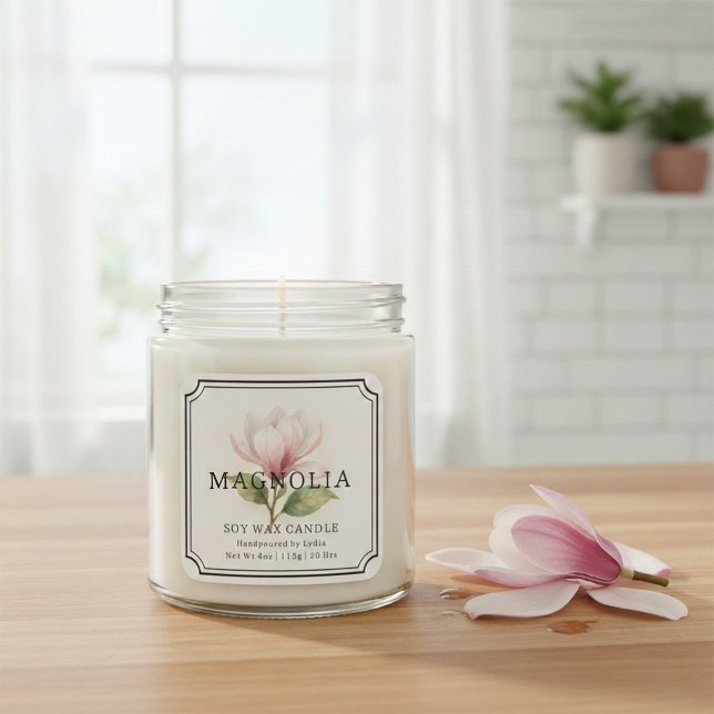 Adesivo Quadrado Rótulo Comercial da Vela de Cera de Soja Magnolia (Criador carregado)