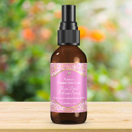 Adesivo Quadrado Rótulo cosmético de sabão de folha cor-de-rosa e d