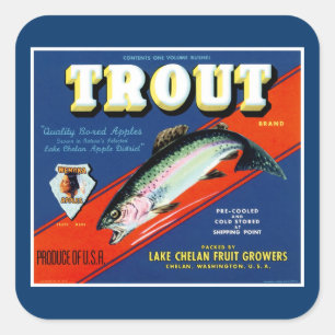 Adesivo Quadrado Rótulo da Apple de Marca de Trouxe Vintage