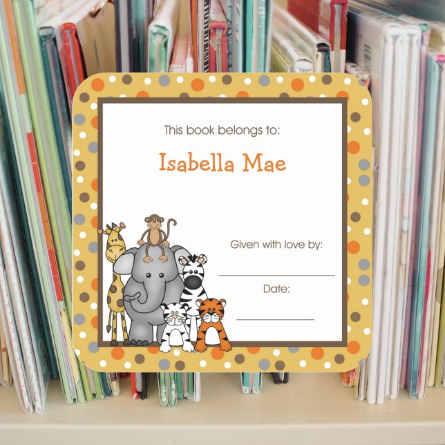 Adesivo Quadrado Rótulo da chapa de reserva do Livro da Selva Casta (Criador carregado)