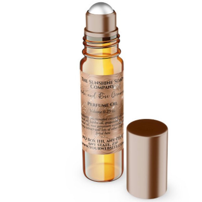 Adesivo Quadrado Rótulo da garrafa do cilindro de perfume com rosa  (Criador carregado)