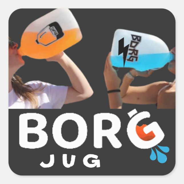 Adesivo Quadrado rótulo da jarra de bebida de rave do bOrG das mídi (Frente)
