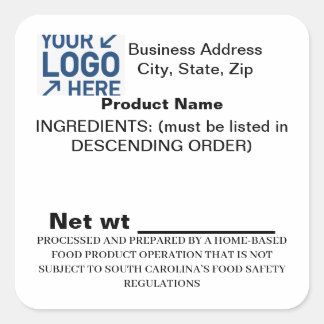 Adesivo Quadrado Rótulo da Lei de Algodão da Carolina do Sul