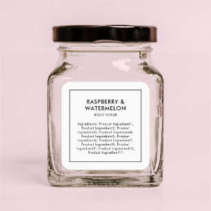 Adesivo Quadrado Rótulo da Lista Moderna de Ingredientes Minimalis