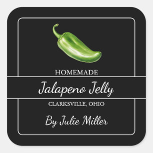 Adesivo Quadrado Rótulo da Praça da Jalapeno Jelly Homemade