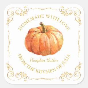 Adesivo Quadrado Rótulo da Praça da Manteiga da Pumpkin Homemade Vi