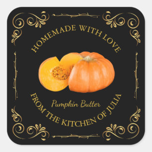 Adesivo Quadrado Rótulo da Praça da Manteiga da Pumpkin Homemade Vi