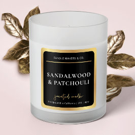 Adesivo Quadrado Rótulo da Praça da Vela Elegante Preto e Dourado S