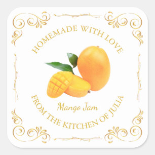 Adesivo Quadrado Rótulo da Praça de Emperramento de Mango Homemade