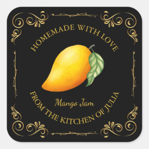 Adesivo Quadrado Rótulo da Praça de Emperramento de Mango Homemade