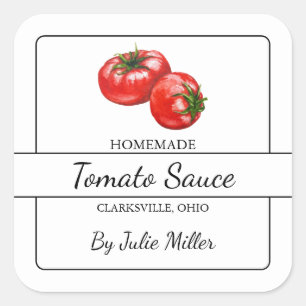 Adesivo Quadrado Rótulo da Praça do Molho de Tomato Homemade