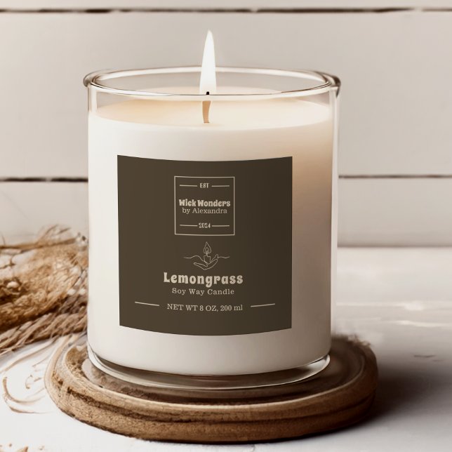 Adesivo Quadrado Rótulo da Vela de Apothecary Clássica Mínima (Criador carregado)