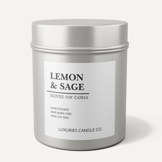 Adesivo Quadrado Rótulo Da Vela De Soja Branca E Preta Moderna, Bra (Criador carregado)