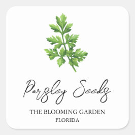 Adesivo Quadrado Rótulo das sementes de salsa