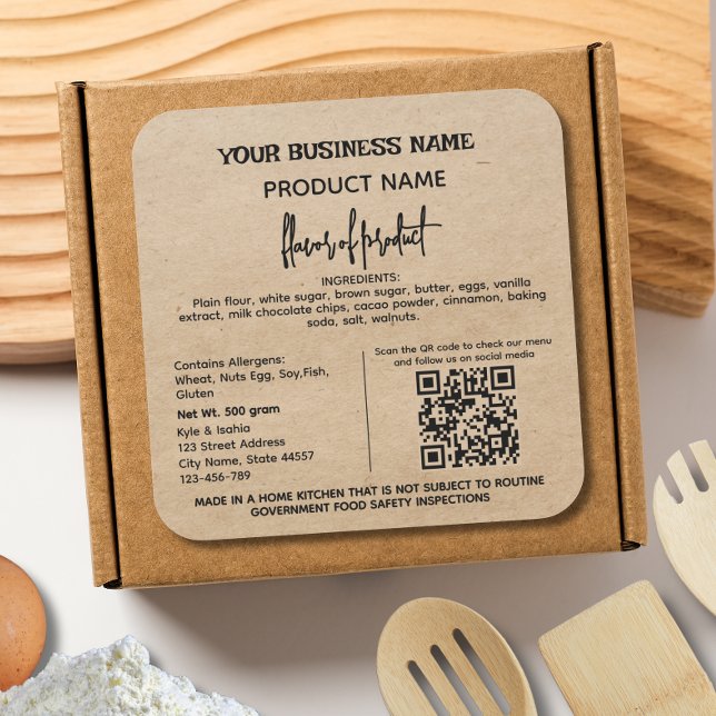 Adesivo Quadrado rótulo de alimento Código QR Cabana Rústica Texas (Criador carregado)