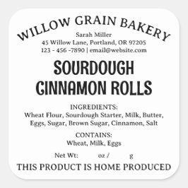 Adesivo Quadrado Rótulo de Alimentos de Cottage Ohio Sourdough Cane