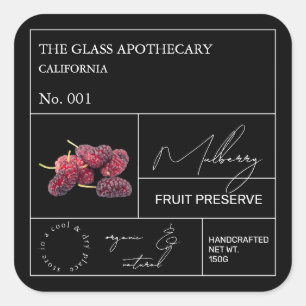 Adesivo Quadrado Rótulo de Amoras Apothecary