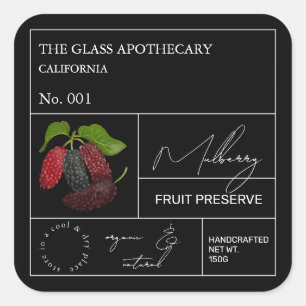 Adesivo Quadrado Rótulo de Amoras Apothecary